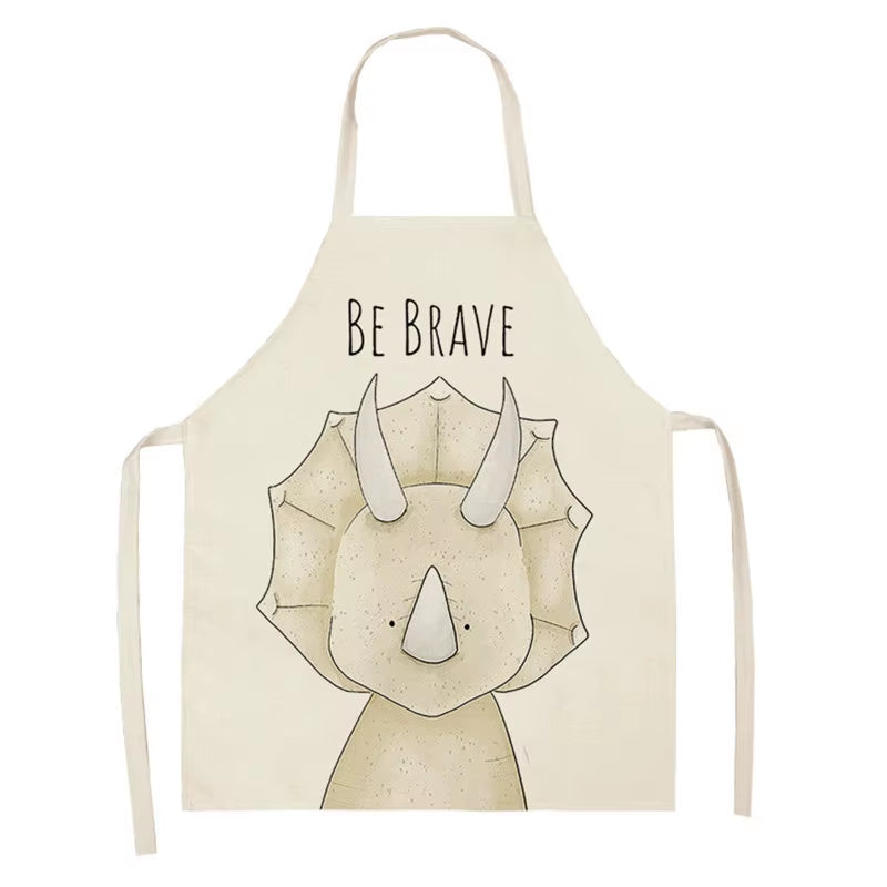 Cartoon Animal Style Cooking Apron for Children Home Sleeveless Cotton Linen Aprons Hedgehog Lion Pattern Custom Bib Room Aprons