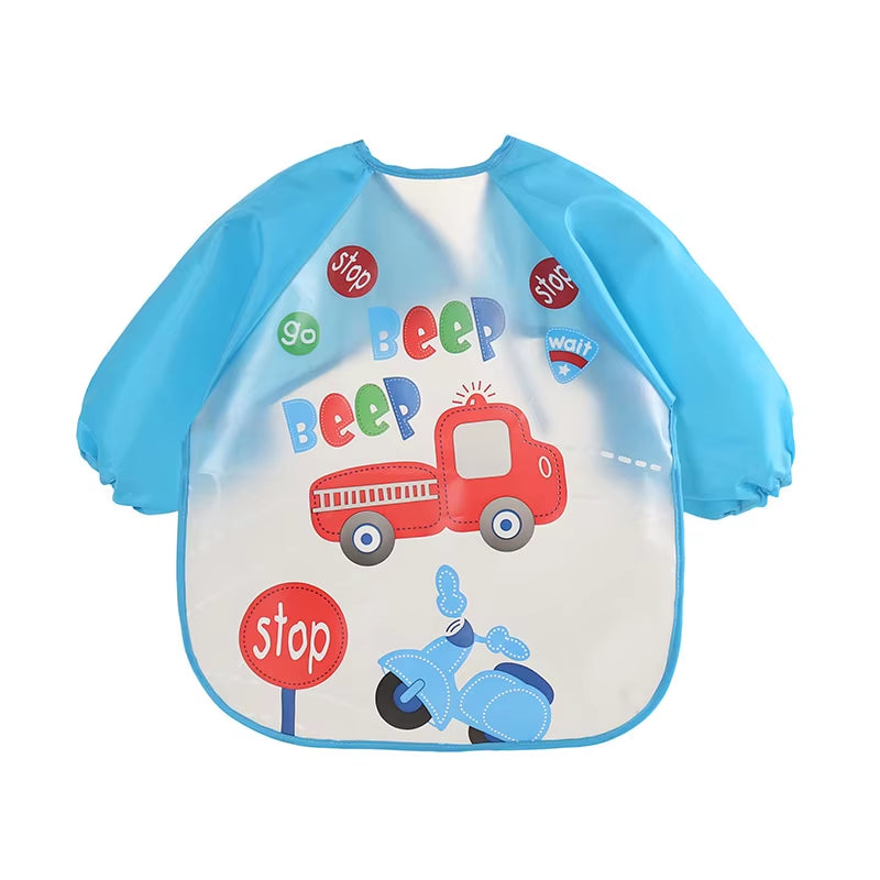 0-3 Years Baby EVA Waterproof Anti-Dirty Bib Long Sleeve Strap Coat Dirt Proof Soft Feeding Bib Cute Cartoon Pattern Burp Cloths