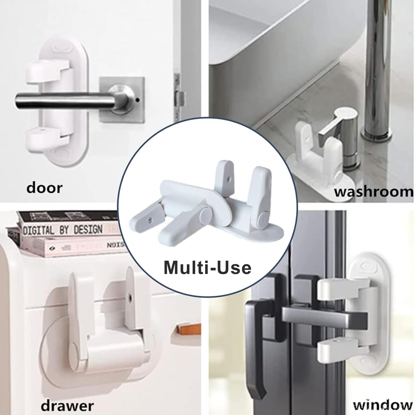 Childproof Door Lever Lock (2 Pack) Prevents Toddlers Pets from Opening Doors, Door Handle Lock for Babyproofing, Durable Safe ABS Material Strong Adhesive, No Drill Tool Needed Easy to Install
