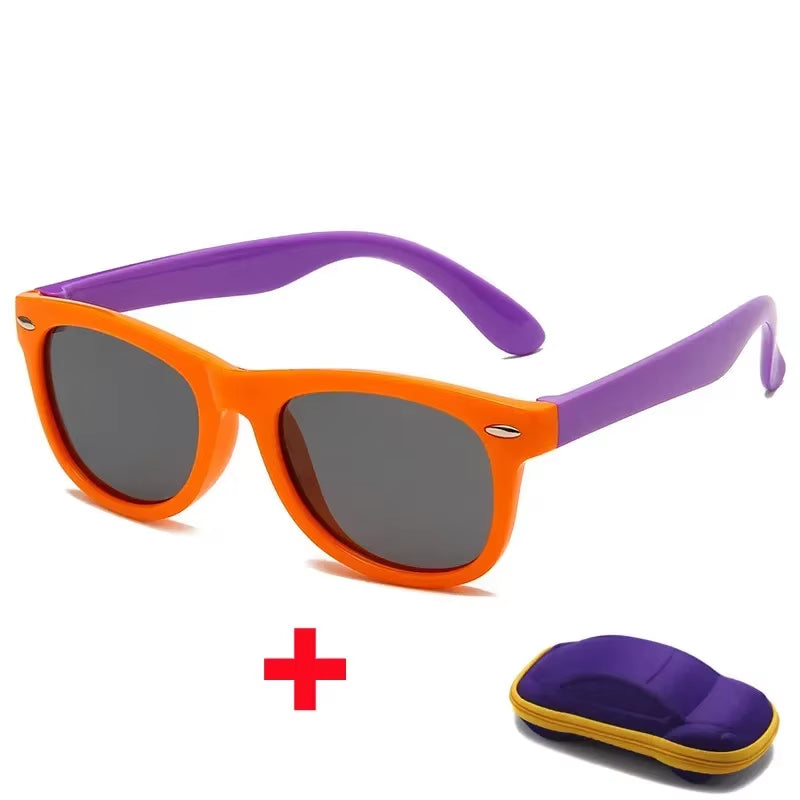 Baby Silicone Sunglasses with Glasses Box Boys Girls Outdoor Goggles Sun Glasses AC Lens Safety Glasses and Cases Gift for Kids