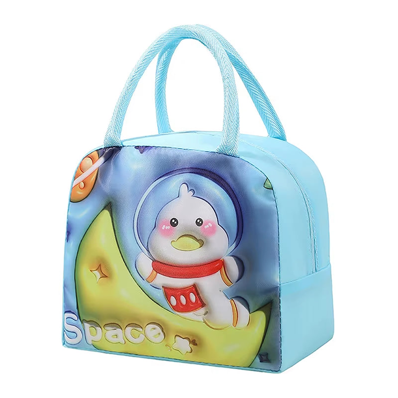 Cartoon Cute Fresh Cooler Lunch Bag for Children Aluminum Thermal Oxford Lunch Box Waterproof Nylon Portable Zipper Food Hangbag