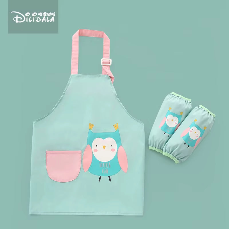 3Pcs Baby Bibs Apron Child Kids Painting Cooking Baking Pinafore Food Waterproof Toddle Boys Girls Kitchen Smock BBQ Clothes
