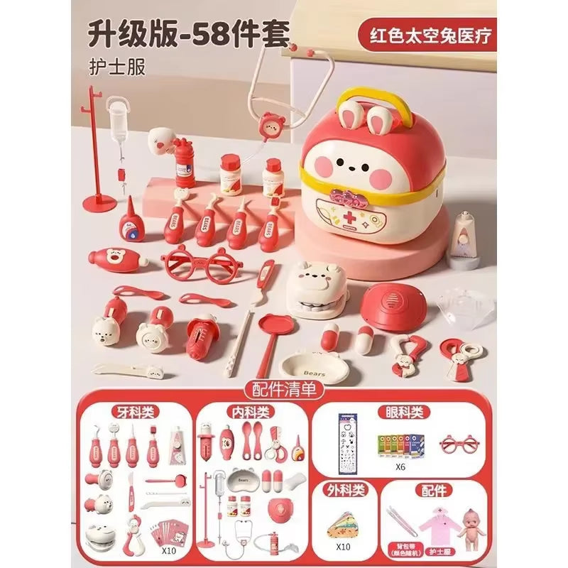 Bunnies Doctor Toys for Kids Hospital Nurse Doctor Role Play Kit Medical Dentist Kit Play Set Educational Toy Gift for Boy Girl