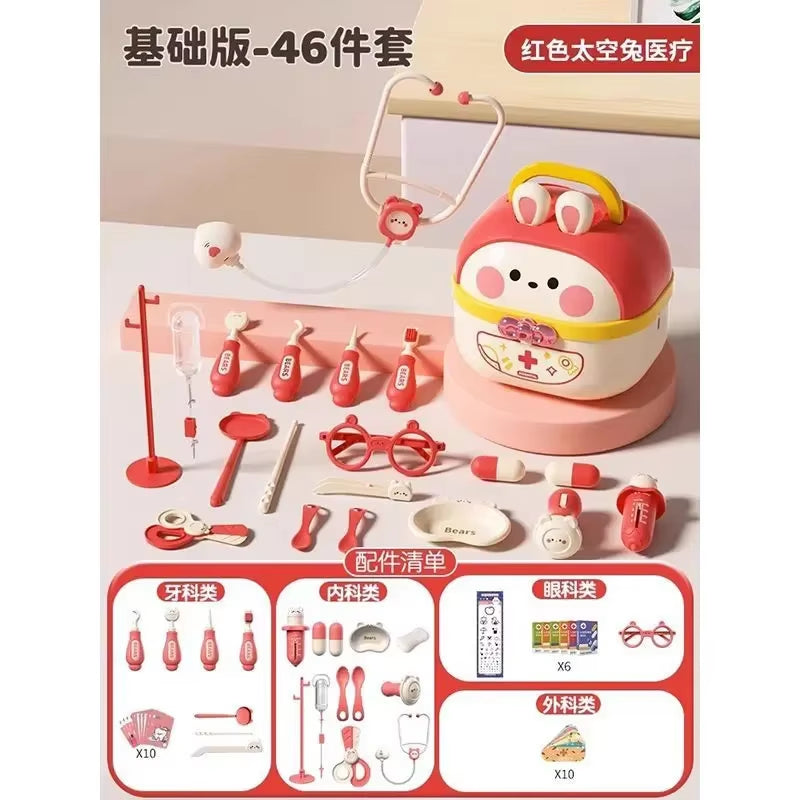 Bunnies Doctor Toys for Kids Hospital Nurse Doctor Role Play Kit Medical Dentist Kit Play Set Educational Toy Gift for Boy Girl