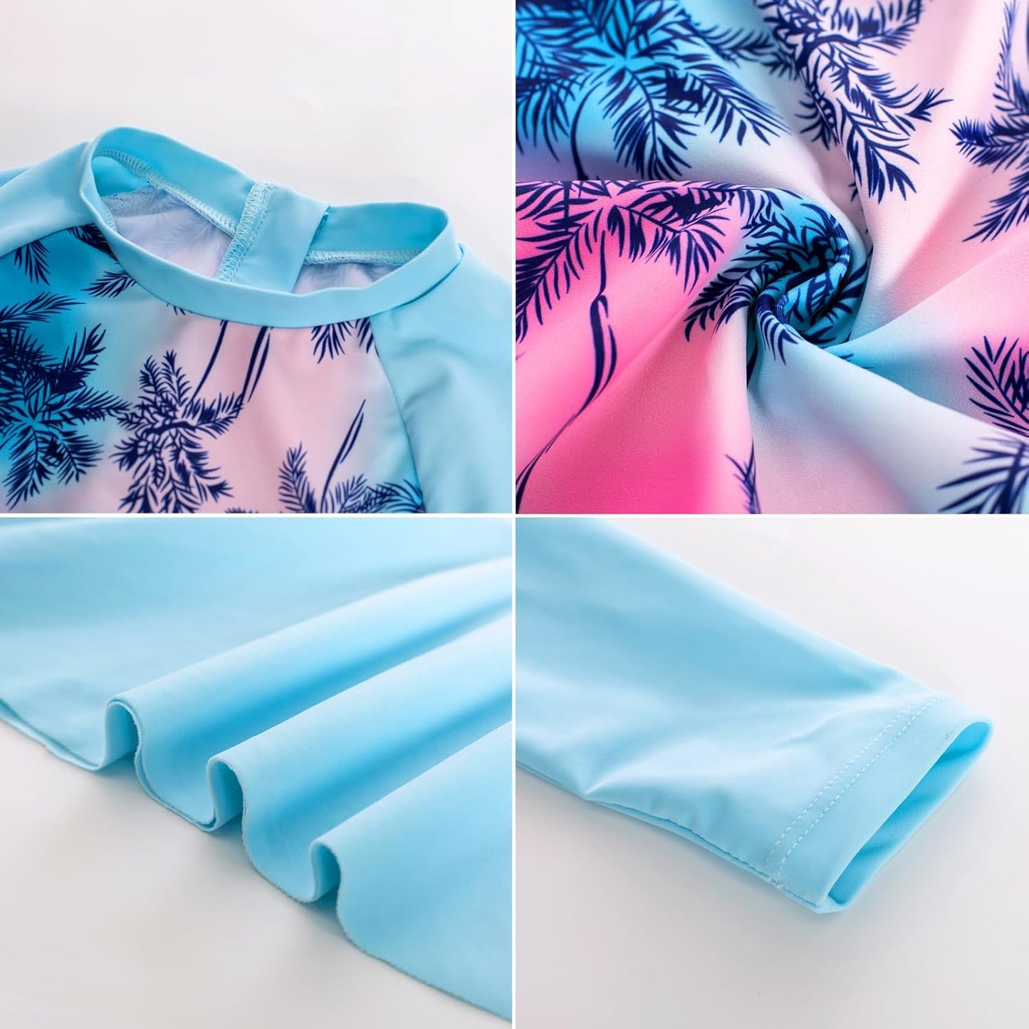 Girls Long Sleeve Swimsuit Mermaid Bathing Suit Rash Guard Swimwear 4 Piece Size 5-12