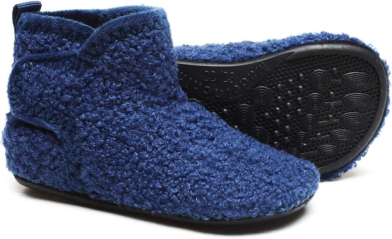 Toddler Kids Lightweight Winter Fuzzy Warm Indoor Outdoor House Slippers Non-Slip Grip Comfy Home Shoes for Boys Girls