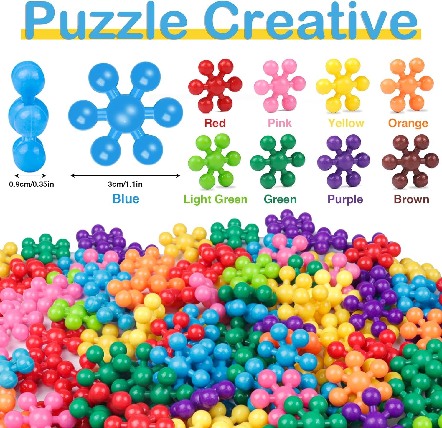 600 PCS Building Blocks Connect Toys,Interlocking Solid Plastic Educational Toys Sets for Preschool Kids Boys and Girls Aged 3+, Promote Fine Motor Skills and Sensory Development.