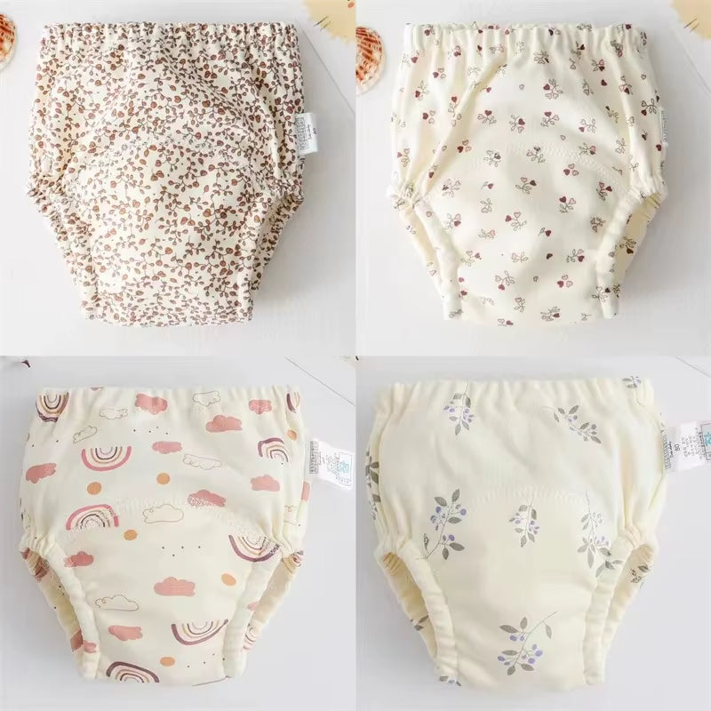 4PCS Baby Waterproof Diapers Pee Shorts Underwears Reusable Soft Ecological Cotton Toddler Potty Training Pants for Boys Girls