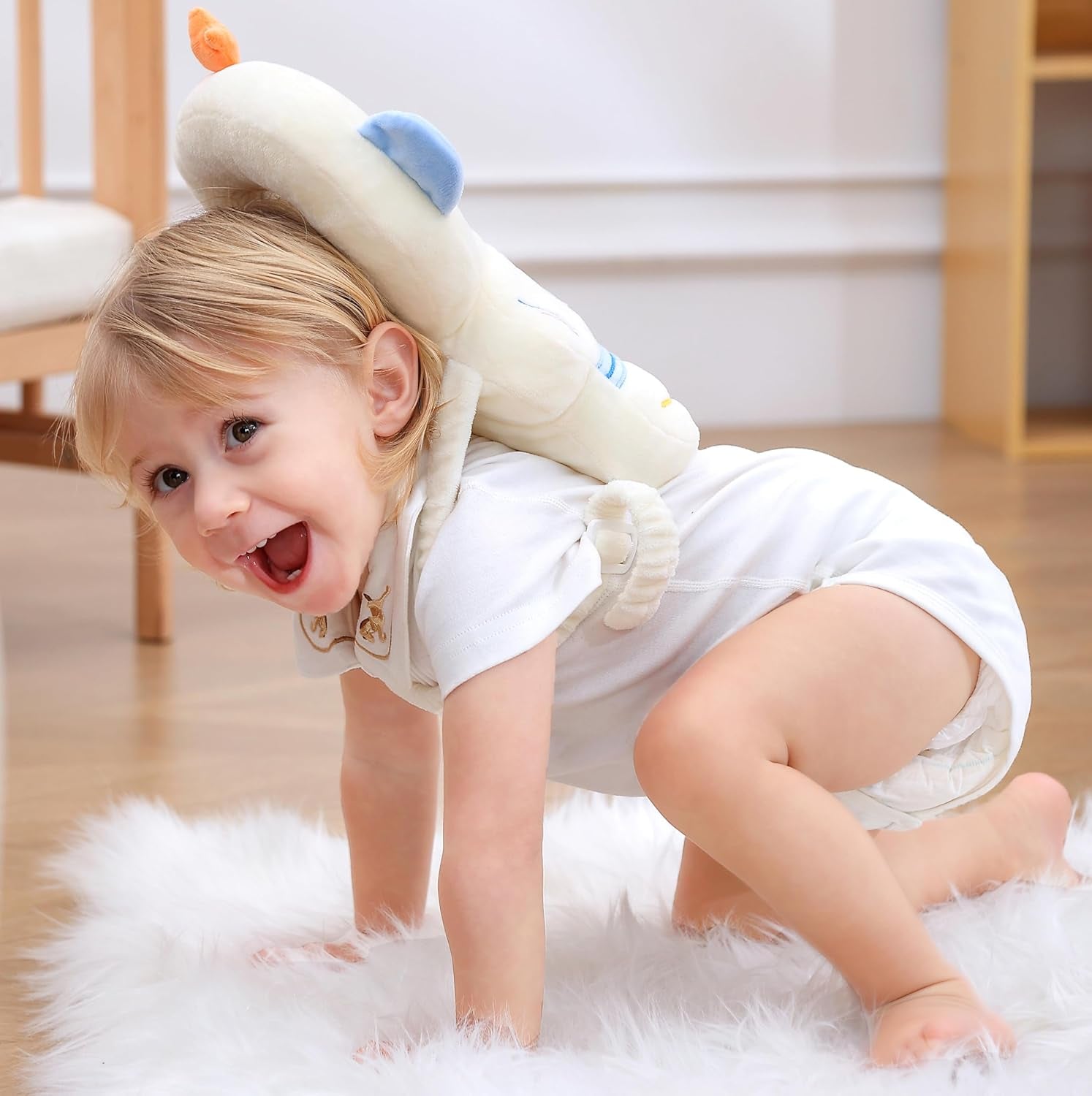 Baby Head Protector Cushion Backpack with 3 Knee Pads for Walking & Crawling,Astronauts