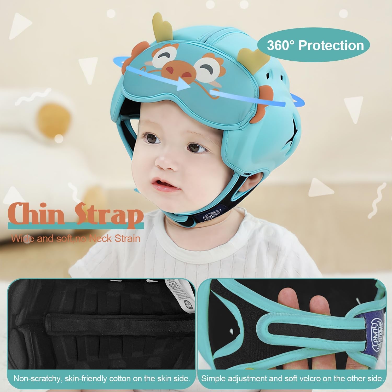 Baby Head Protector Helmet, Breathable Baby Head Protector for Crawling and Walking, Infant Soft Helmet, Anti-Collision, Ultra-Lightweight, Expandable and Adjustable Age 6-24 Months