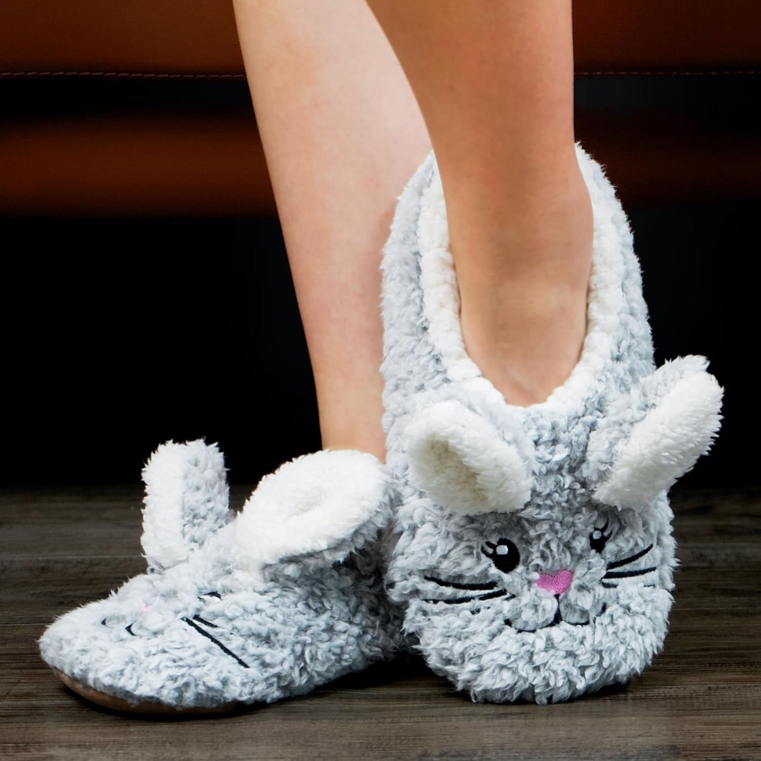 Cute Animal House Slippers - Fuzzy Warm Bedroom Slipper Socks Non-Slip Grippers with Funny Face Designs, Fun Christmas Gifts Unique