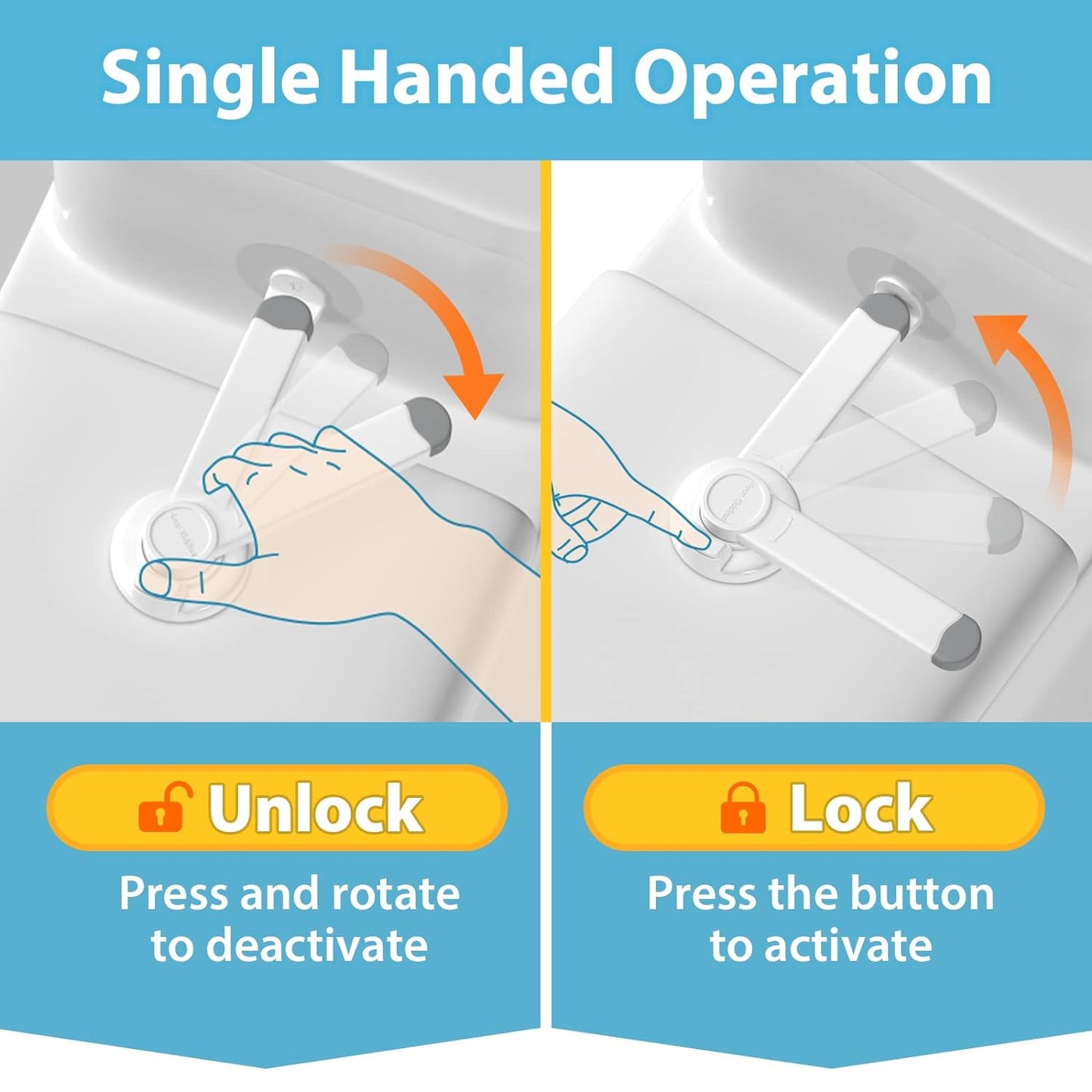 Toilet Locks Baby Proof, Baby Proofing Toilet Seat Lock with Extra Pallet Fit for Most Standard Toilet, Easy Intallation Toilet Lid Lock for Child Safety with 1 Extra 3M Adhesive((1 Pack)