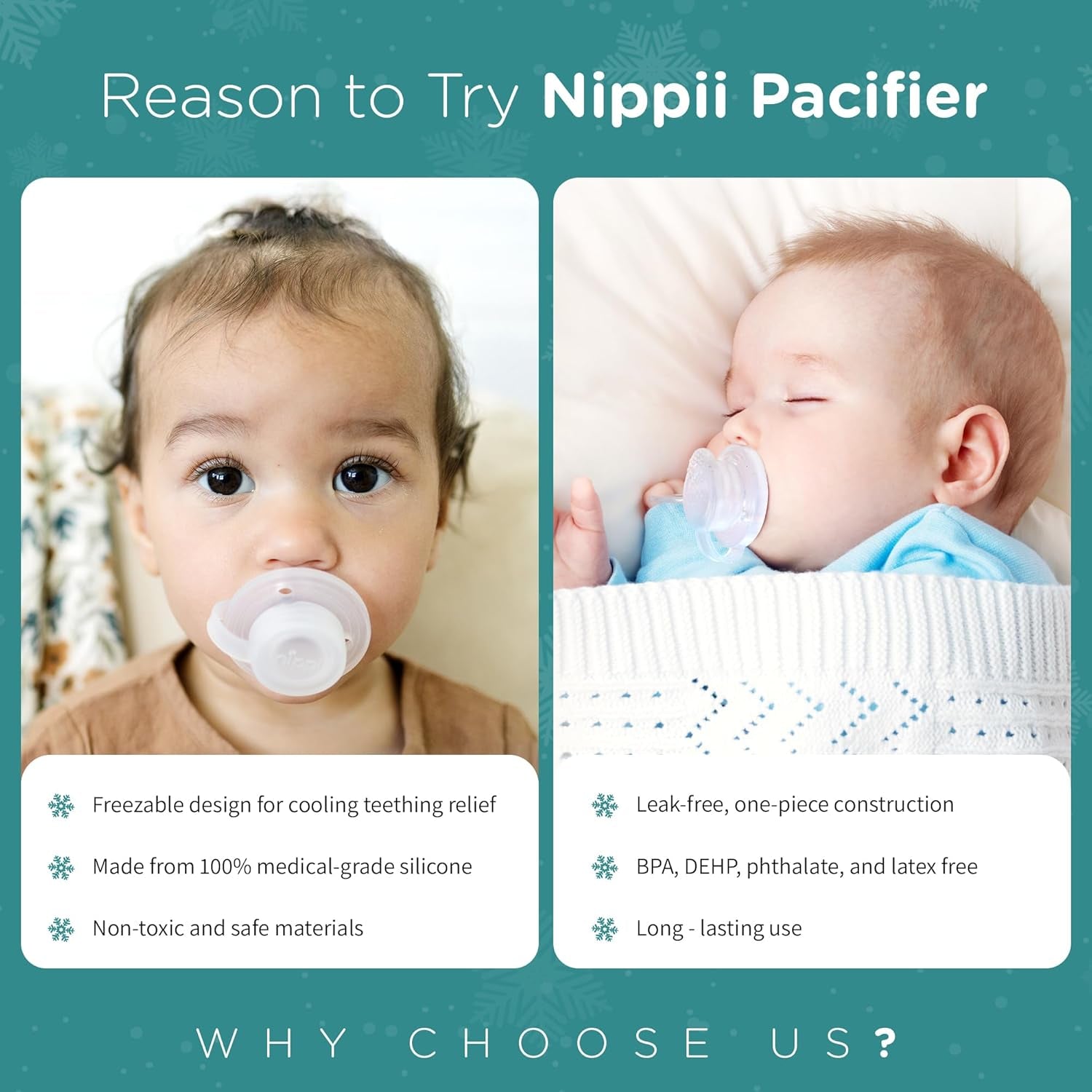Freezable Pacifier for Teething - Silicone Teething Pacifier for Baby Teething Relief - Safe Infant Pacifier with Cooling Effect - Easy to Clean & Medical Grade BPA Free - for Babies 0-9 Months