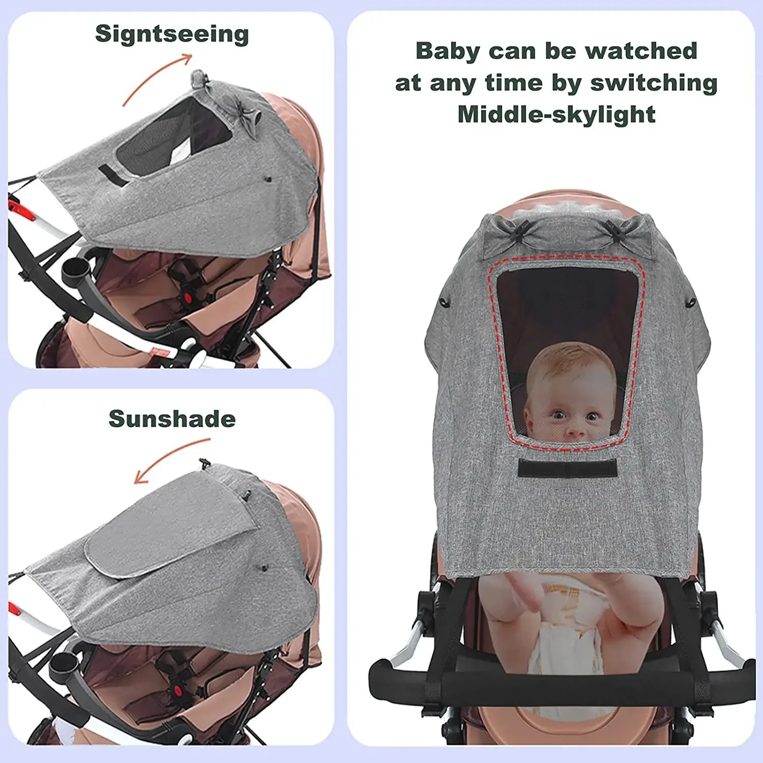 Baby Stroller Sun Shade Universal Sunshade UV Protective Waterproof Cover Pram Sun-Proof Rain Cover Proof Stroller Accessories