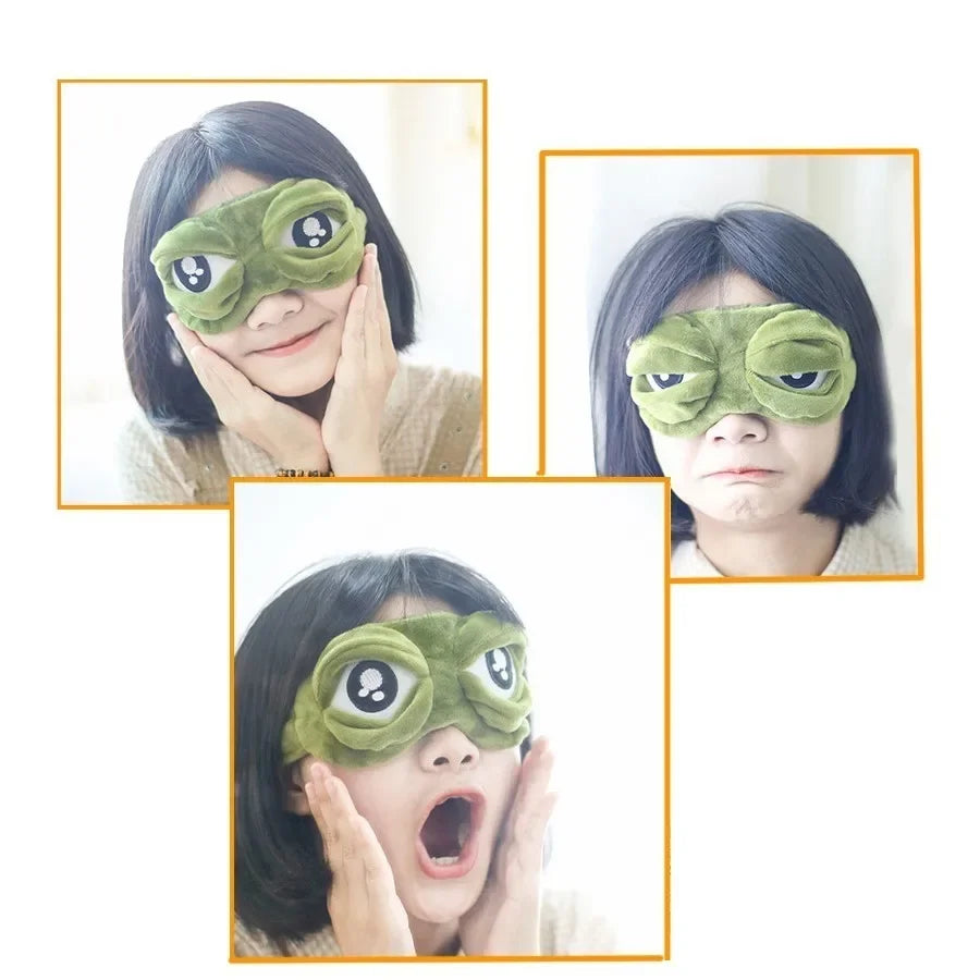 3D Sad Frog Sleep Eye Mask Sleeping Eyeshade Cover Shade Eye Patch Women Men Children Soft Portable Blindfold Travel Eyepatch