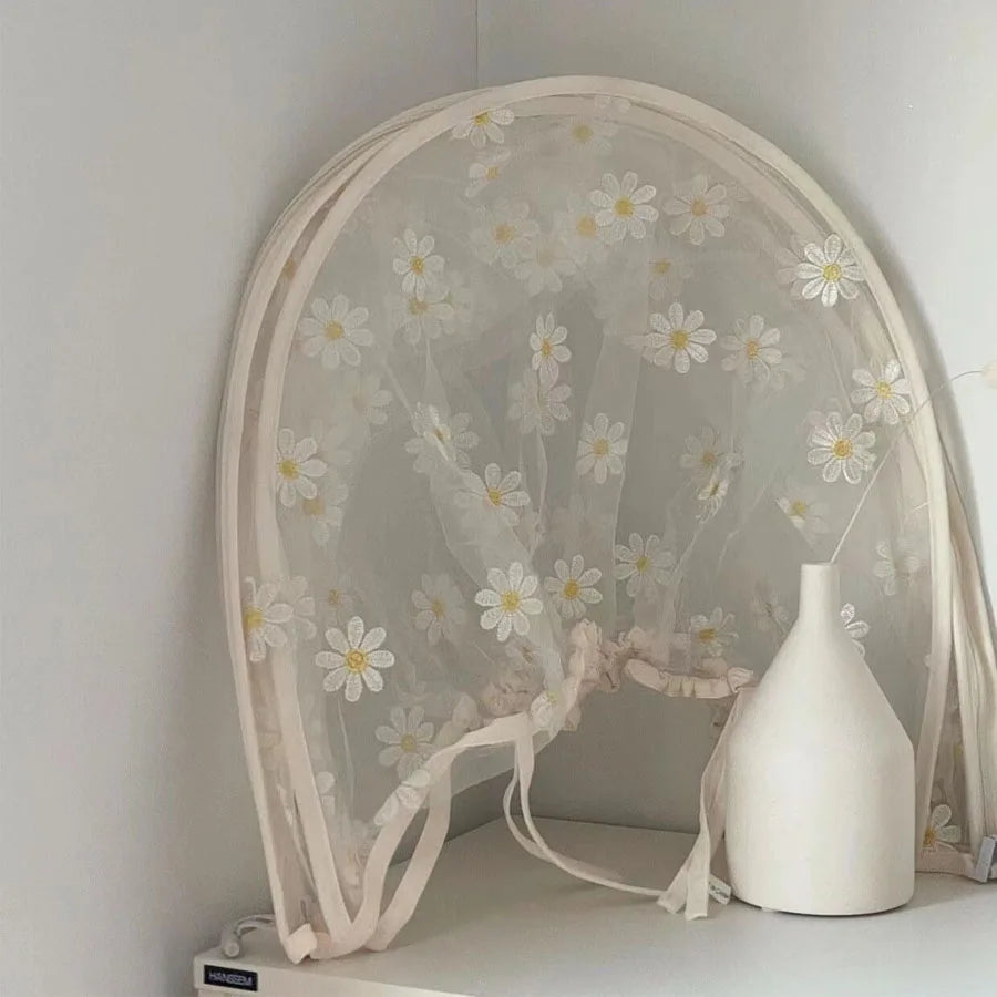Summer Baby Stroller Mosquito Net Daisy Embroidered Zipper Full Cover Insect Prevention Universal Stroller Mosquito Net