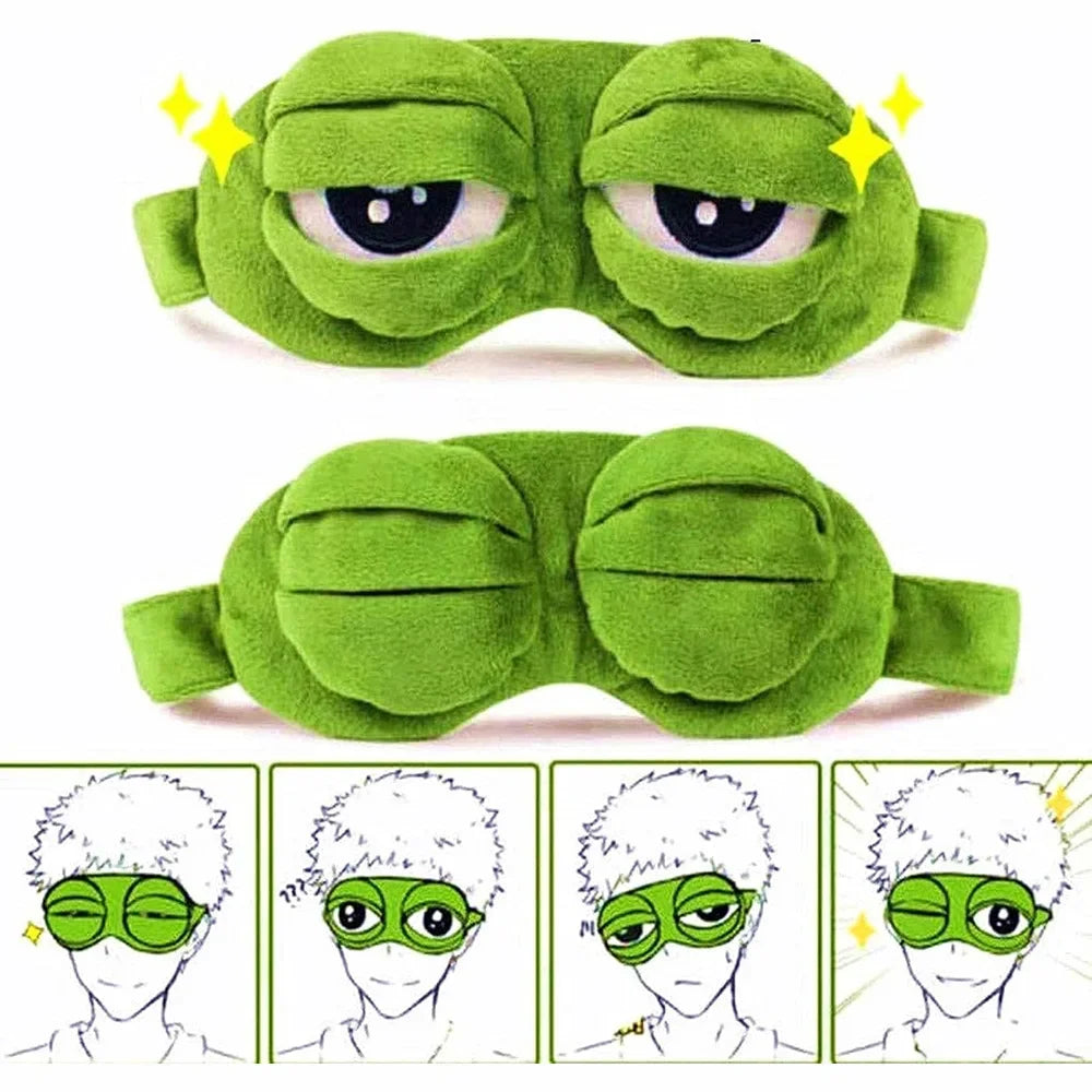 3D Sad Frog Sleep Eye Mask Sleeping Eyeshade Cover Shade Eye Patch Women Men Children Soft Portable Blindfold Travel Eyepatch