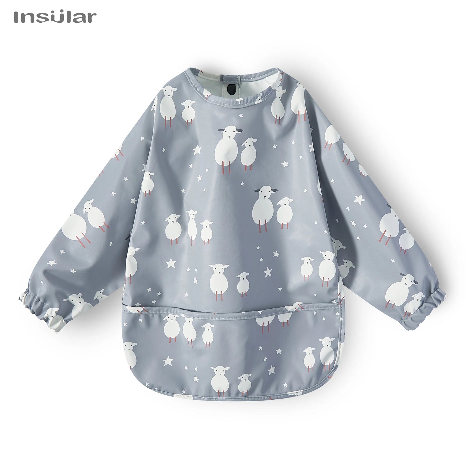 New Children Feeding Aprons Long Sleeve Baby Bib with Pocket Full Cover Baby Bibs with Pocket Waterproof Long Sleeve Bibs