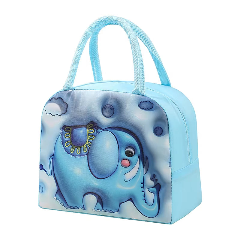 Cartoon Cute Fresh Cooler Lunch Bag for Children Aluminum Thermal Oxford Lunch Box Waterproof Nylon Portable Zipper Food Hangbag