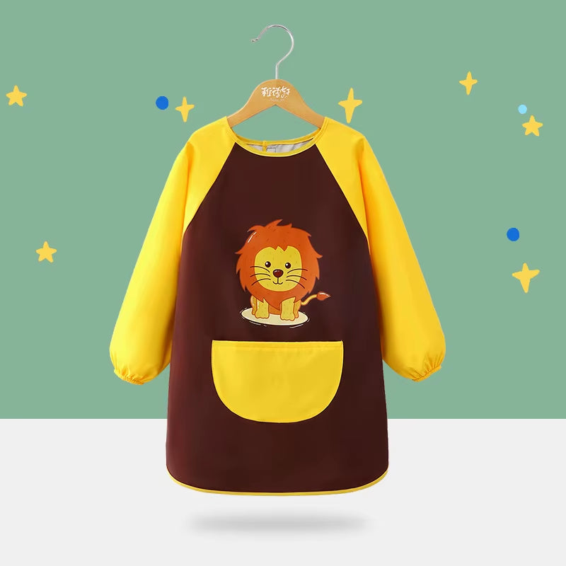 Children'S Waterproof Drawing Clothes Kindergarten Cover Dining Bib Waterproof Reverse Dressing Boys' and Girls' Aprons