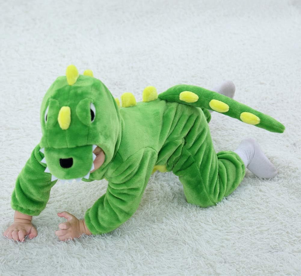 Toddler Infant Dinosaur Costume Flannel Hooded Onesies Soft Animal Romper Outfits Gift