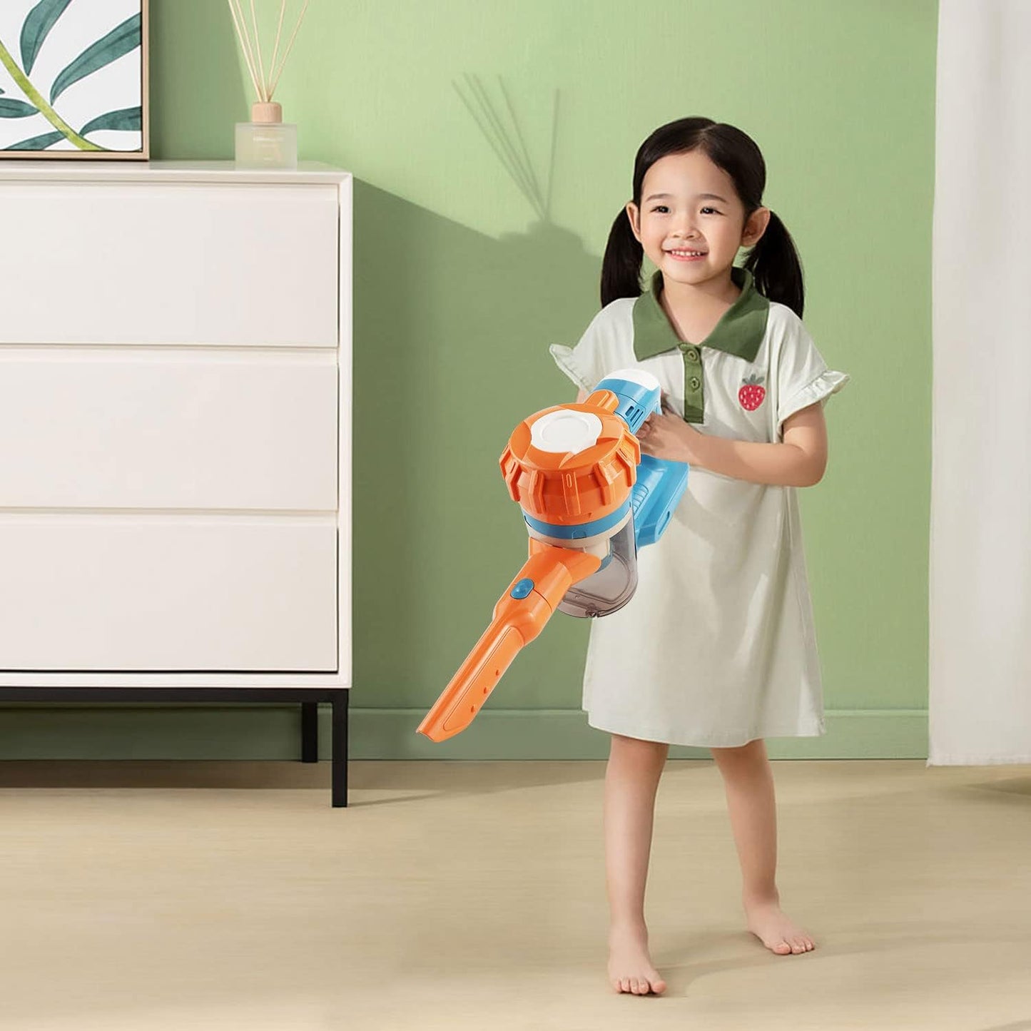 3-In-1 Kids Vacuum That Really Works, Toddler Toy Vacuum Cleaning Set for Children Aged 3+, Fun Kids Working Toy Vacuum Cleaner with Working Suction for Realistic Play (630Blue)