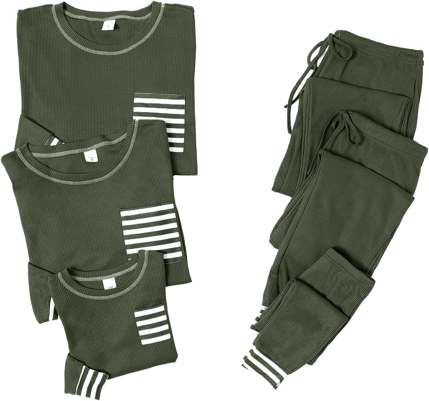 Waffle Knit Family Matching Pajamas Sets 2 Piece Lounge Set Long Sleeve Soft Loungewear Comfy Sleepwear with Pockets