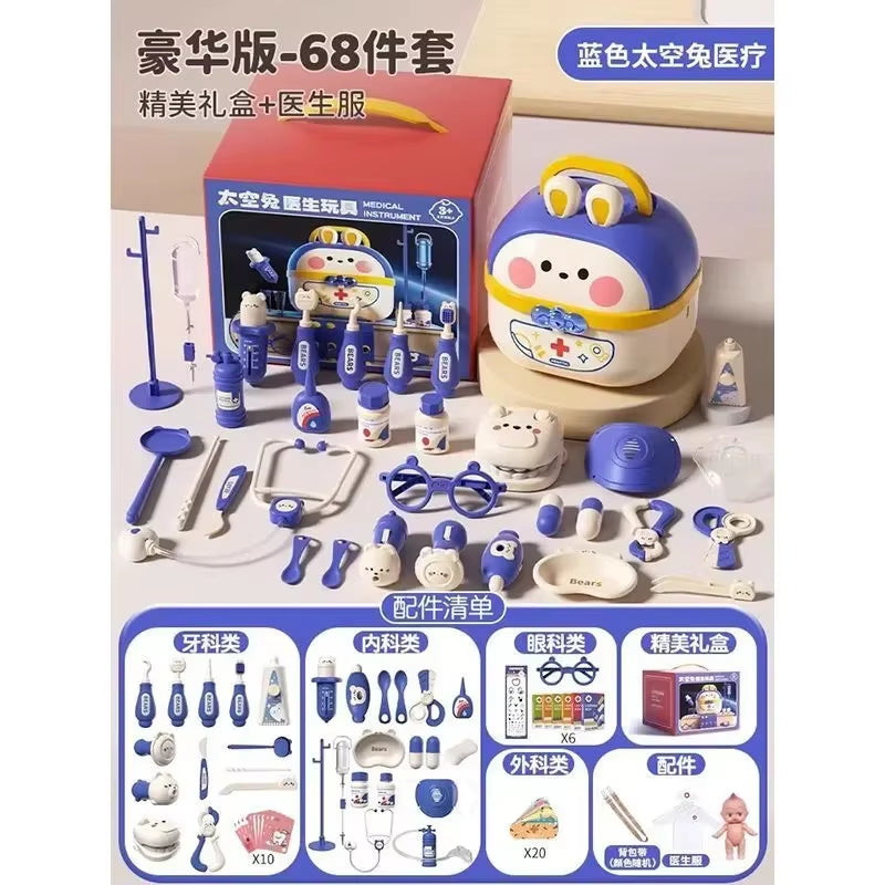 Bunnies Doctor Toys for Kids Hospital Nurse Doctor Role Play Kit Medical Dentist Kit Play Set Educational Toy Gift for Boy Girl