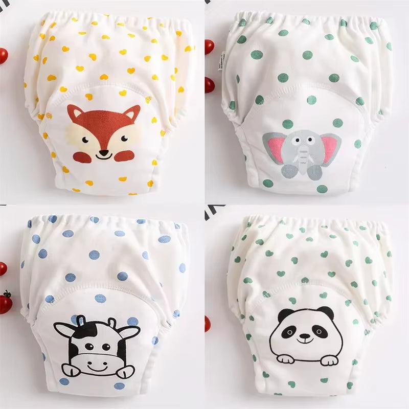4PCS Baby Waterproof Diapers Pee Shorts Underwears Reusable Soft Ecological Cotton Toddler Potty Training Pants for Boys Girls