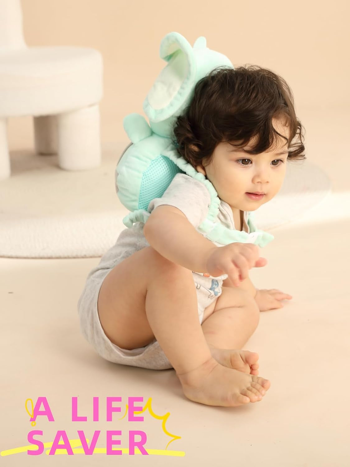 Baby Head Protector,Anti Fall Pillow Backpack for Sitting Crawling Walking,2 Pairs Anti-Slip Socks,Adjustable Toddlers Safety Pad Cushion