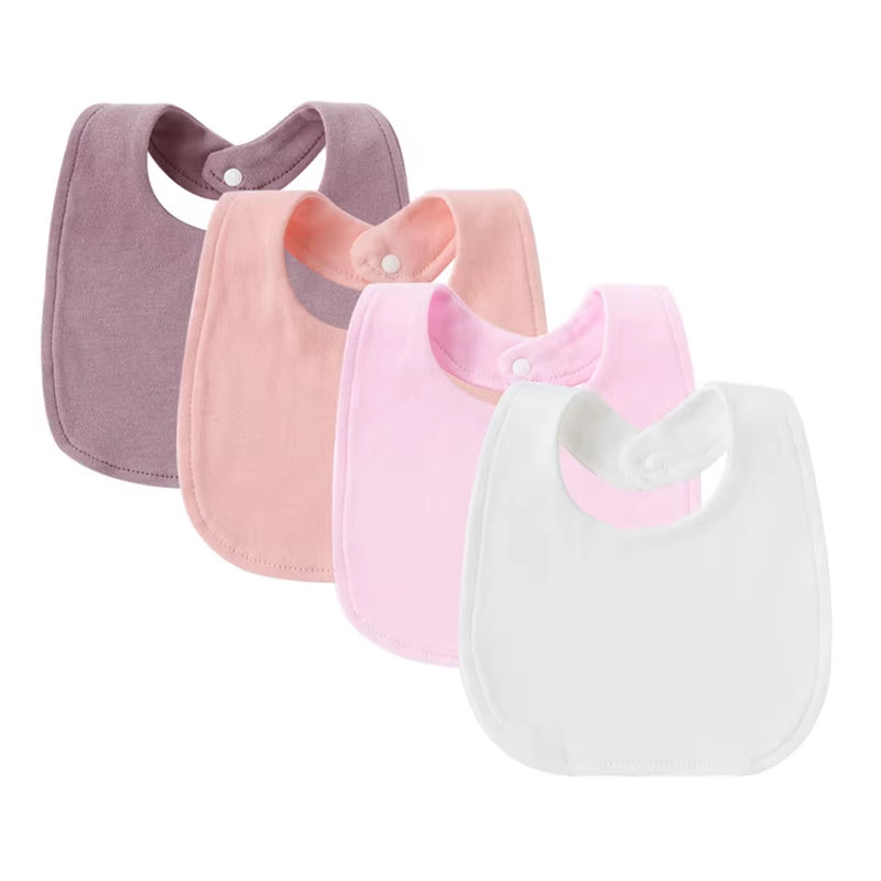 4 Pcs/Lot Baby Bibs Printed Striped Infant Saliva Towel Girl Boy Double Layer Cotton Saliva Pocket Absorbent Newborn Burp Cloths