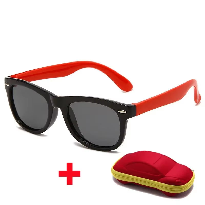 Baby Silicone Sunglasses with Glasses Box Boys Girls Outdoor Goggles Sun Glasses AC Lens Safety Glasses and Cases Gift for Kids