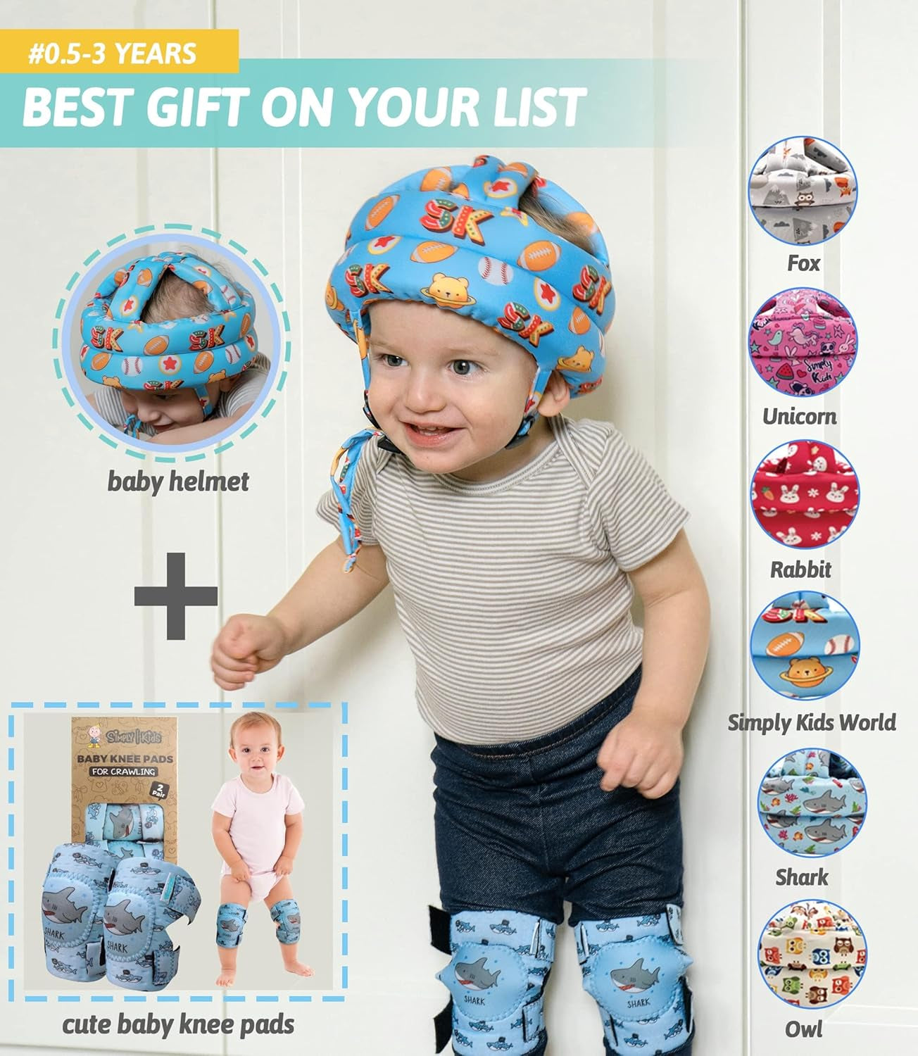 Baby Head Protector - Baby Helmet for Crawling Walking Running - No Bumps and Soft Cushion - Adjustable Protective Cap Infant Baby Safety Headguard - Toddler Helmets 6-12 Months 1-2 Years Old