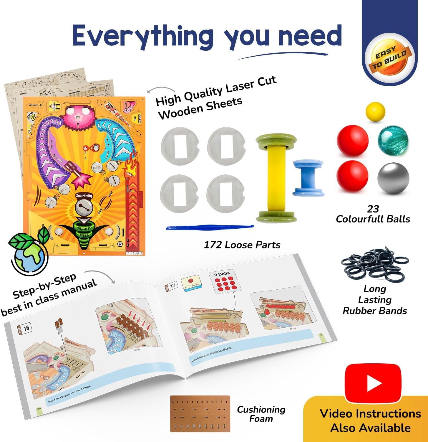 DIY Pinball Machine Toy for Ages 8-99 Year Old | Award Winning Arcade Game | Birthday Gift Ideas for Kids & Adults | STEM Toy for Boys & Girls I Fun Family & Party Game