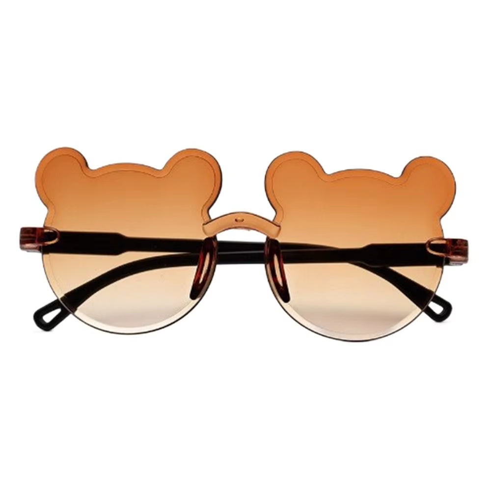 New Kids Sunglasses Cartoon Bear Sunglasses for Boy Girl Children Rimless Sunglasses UV375 Sunglasses Outdoor Anti-Glare Eyewear