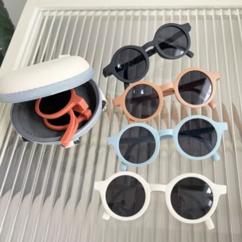 Foldable Kids Sunglasses Girls Boys Cute round Sun Glasses Children Street Beat Eyeglasses Baby Shades Eyewears UV Protection