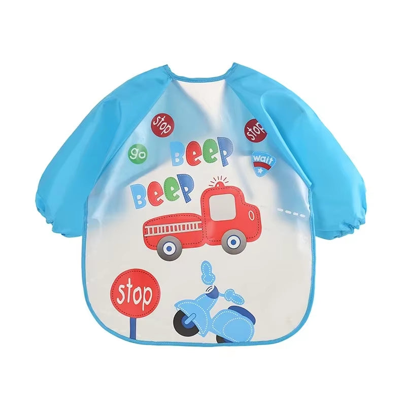 0-3 Years Baby EVA Waterproof Anti-Dirty Bib Long Sleeve Strap Coat Dirt Proof Soft Feeding Bib Cute Cartoon Pattern Burp Cloths