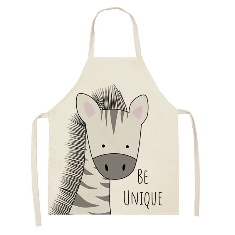 Cartoon Animal Style Cooking Apron for Children Home Sleeveless Cotton Linen Aprons Hedgehog Lion Pattern Custom Bib Room Aprons
