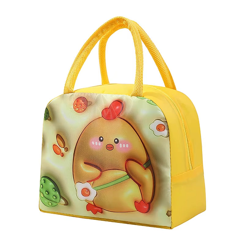 Cartoon Cute Fresh Cooler Lunch Bag for Children Aluminum Thermal Oxford Lunch Box Waterproof Nylon Portable Zipper Food Hangbag