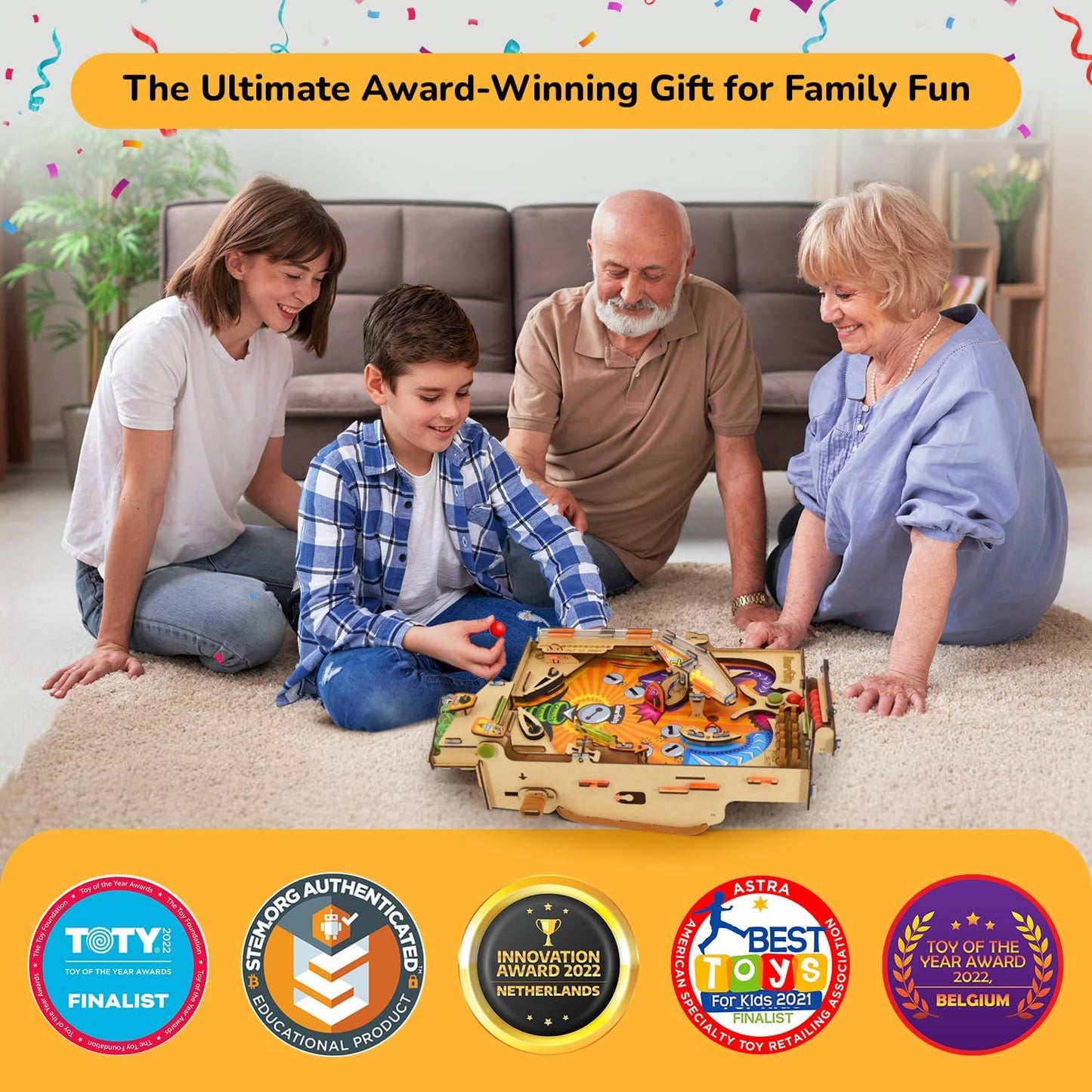 DIY Pinball Machine Toy for Ages 8-99 Year Old | Award Winning Arcade Game | Birthday Gift Ideas for Kids & Adults | STEM Toy for Boys & Girls I Fun Family & Party Game