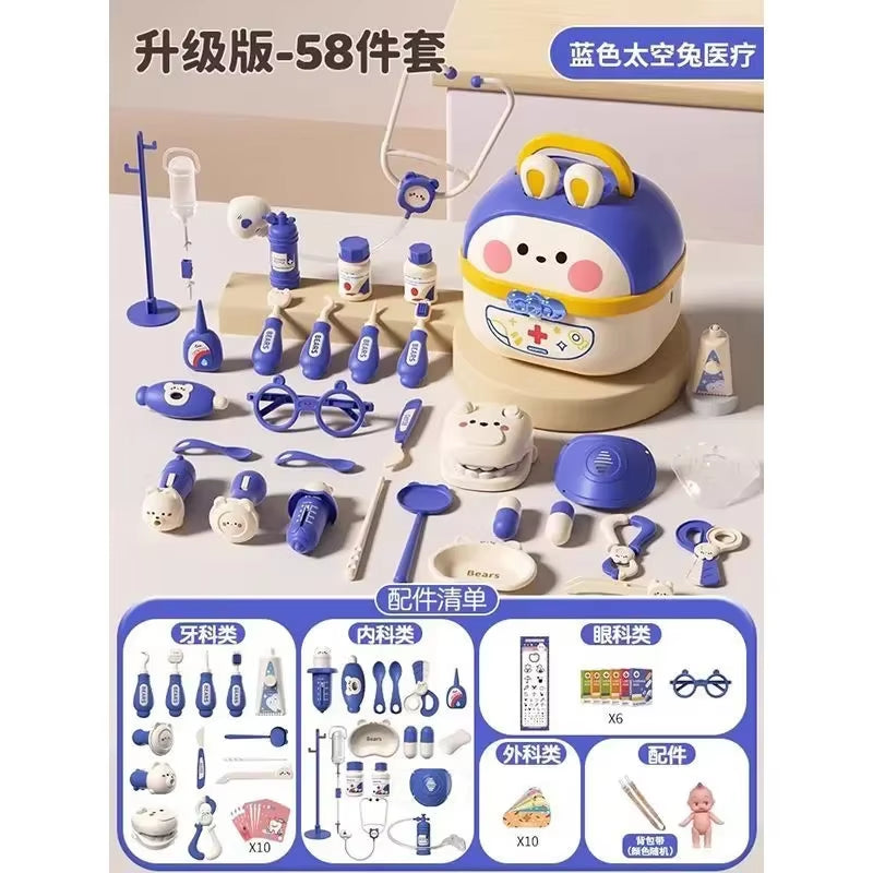 Bunnies Doctor Toys for Kids Hospital Nurse Doctor Role Play Kit Medical Dentist Kit Play Set Educational Toy Gift for Boy Girl