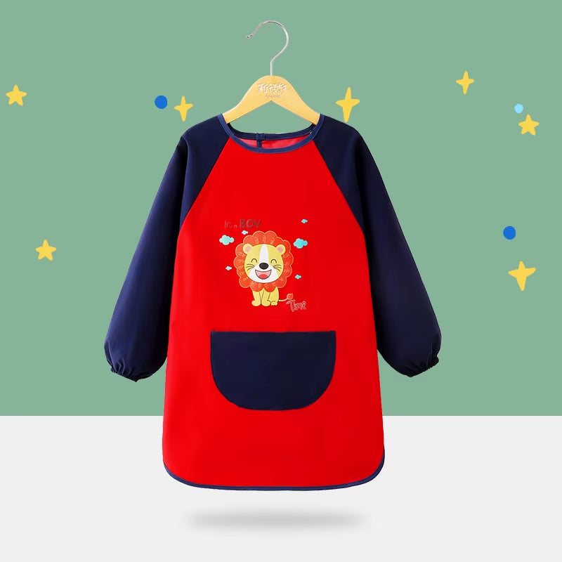 Children'S Waterproof Drawing Clothes Kindergarten Cover Dining Bib Waterproof Reverse Dressing Boys' and Girls' Aprons