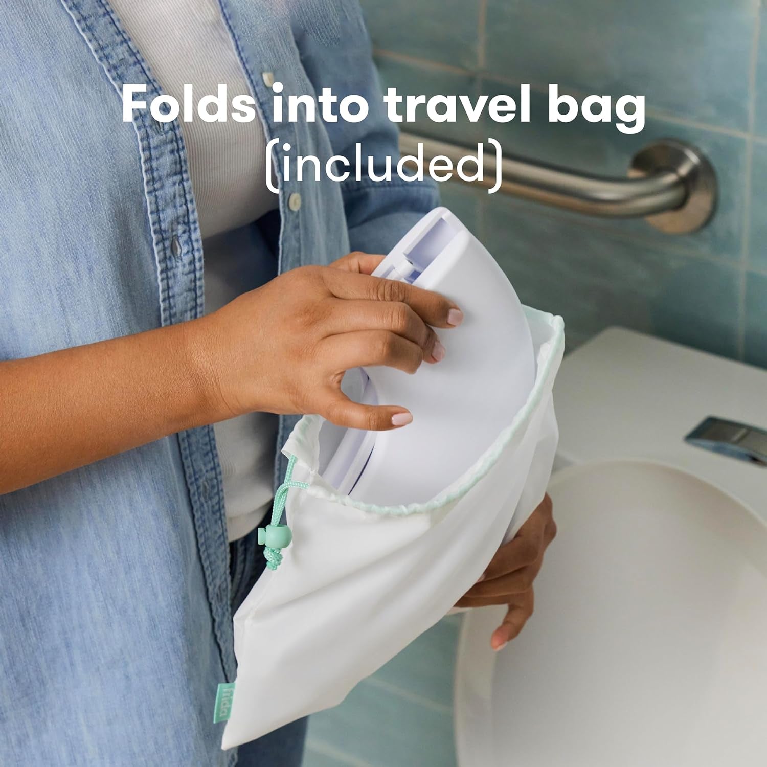 Fold-And-Go Potty Seat for Toilet | Foldable Travel Potty Seat for Toddler, Fits round & Oval Toilets, Non-Slip Base, Handles, Includes Free Travel Bag