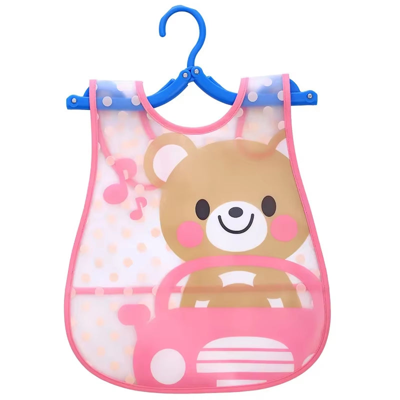 Adjustable Baby Bibs EVA Plastic Waterproof Lunch Feeding Bibs Baby Cartoon Feeding Cloth Children Baby Apron Babador De Bebe