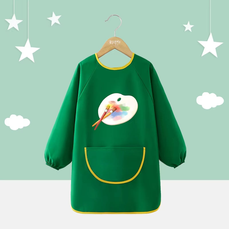 Children'S Waterproof Drawing Clothes Kindergarten Cover Dining Bib Waterproof Reverse Dressing Boys' and Girls' Aprons