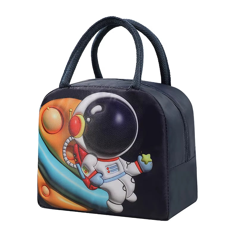 Cartoon Cute Fresh Cooler Lunch Bag for Children Aluminum Thermal Oxford Lunch Box Waterproof Nylon Portable Zipper Food Hangbag