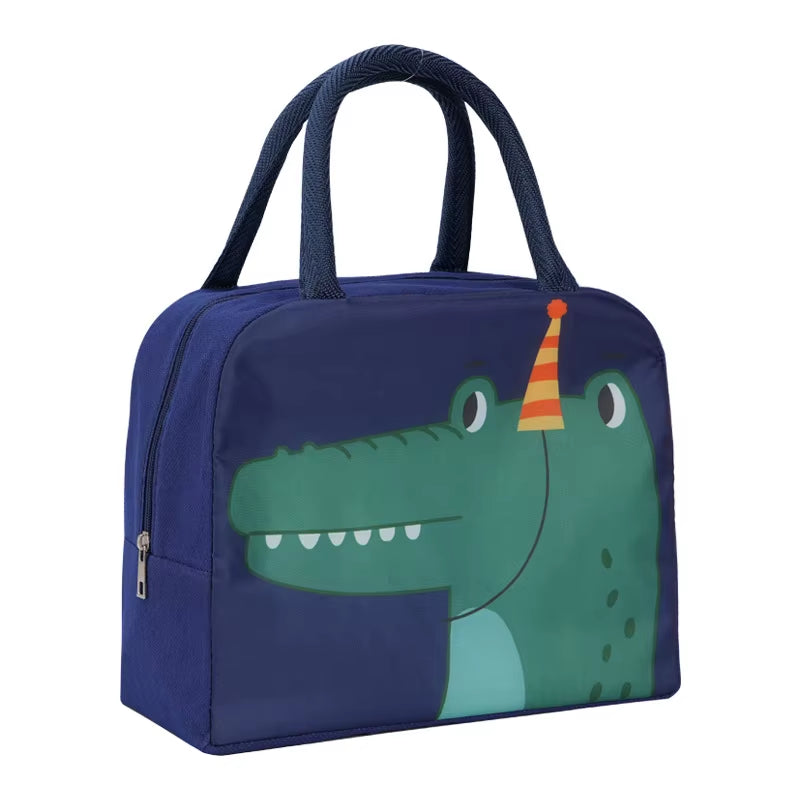 Cartoon Cute Fresh Cooler Lunch Bag for Children Aluminum Thermal Oxford Lunch Box Waterproof Nylon Portable Zipper Food Hangbag