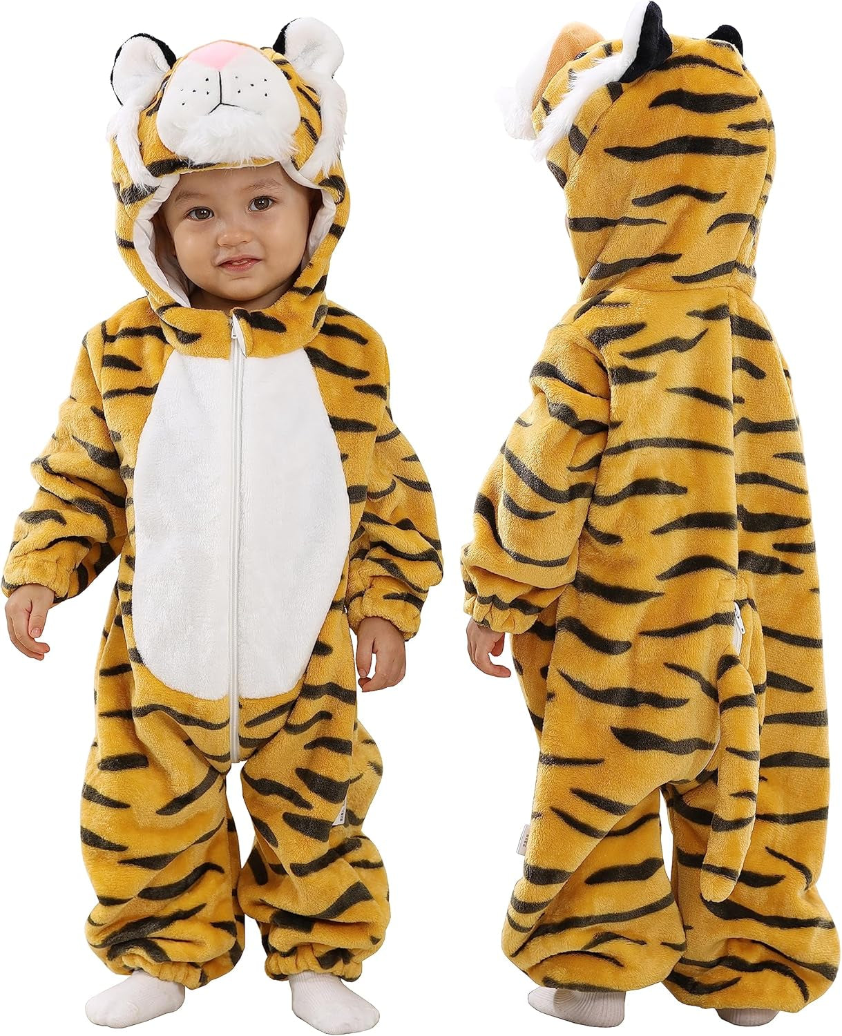 Kids' and Toddlers' Infant Tiger Dinosaur Animal Fancy Dress Costume Outfit Hooded Romper Jumpsuit