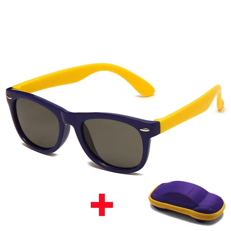 Baby Silicone Sunglasses with Glasses Box Boys Girls Outdoor Goggles Sun Glasses AC Lens Safety Glasses and Cases Gift for Kids