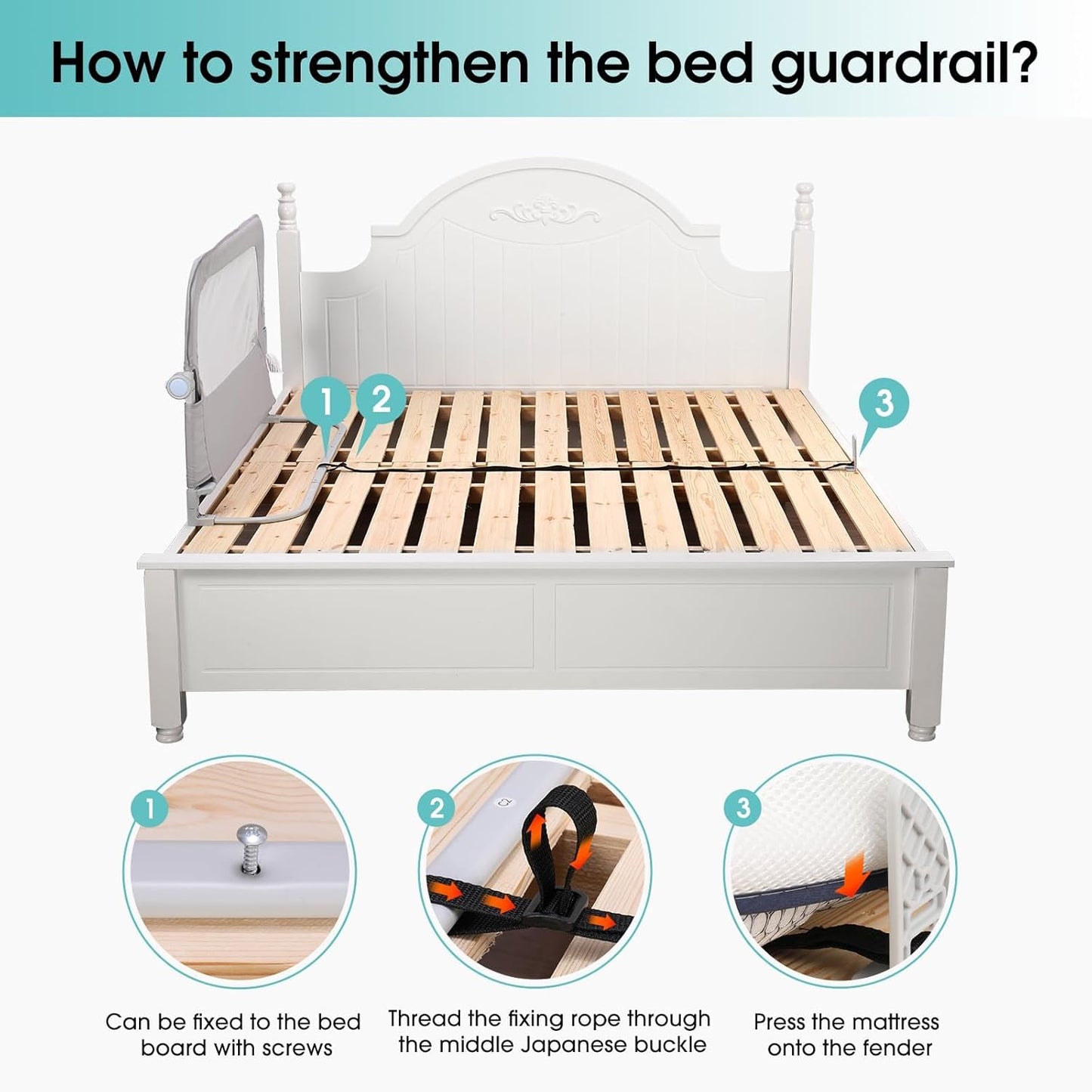 Baby Bed Rail Guard for Toddlers - 47" Toddler Bed Side Rails for Twin, Full, Queen Bunk Size Bed Swing down Bedrail Extral Tall Child Safety Side Railing Guards for Kids